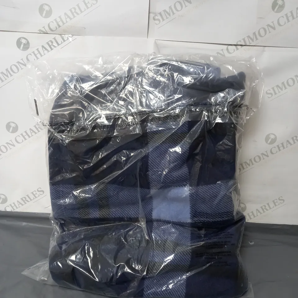 DENIM & CO. SHERPA LINED CHECK AVIATOR STYLE JACKET - NAVY BLUE SIZE SMALL 