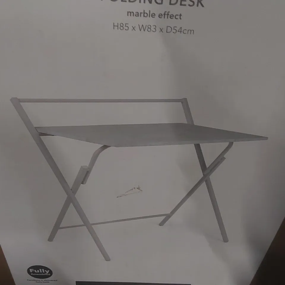 BOXED EVELYN FOLDING DESK - MARBLE EFFECT