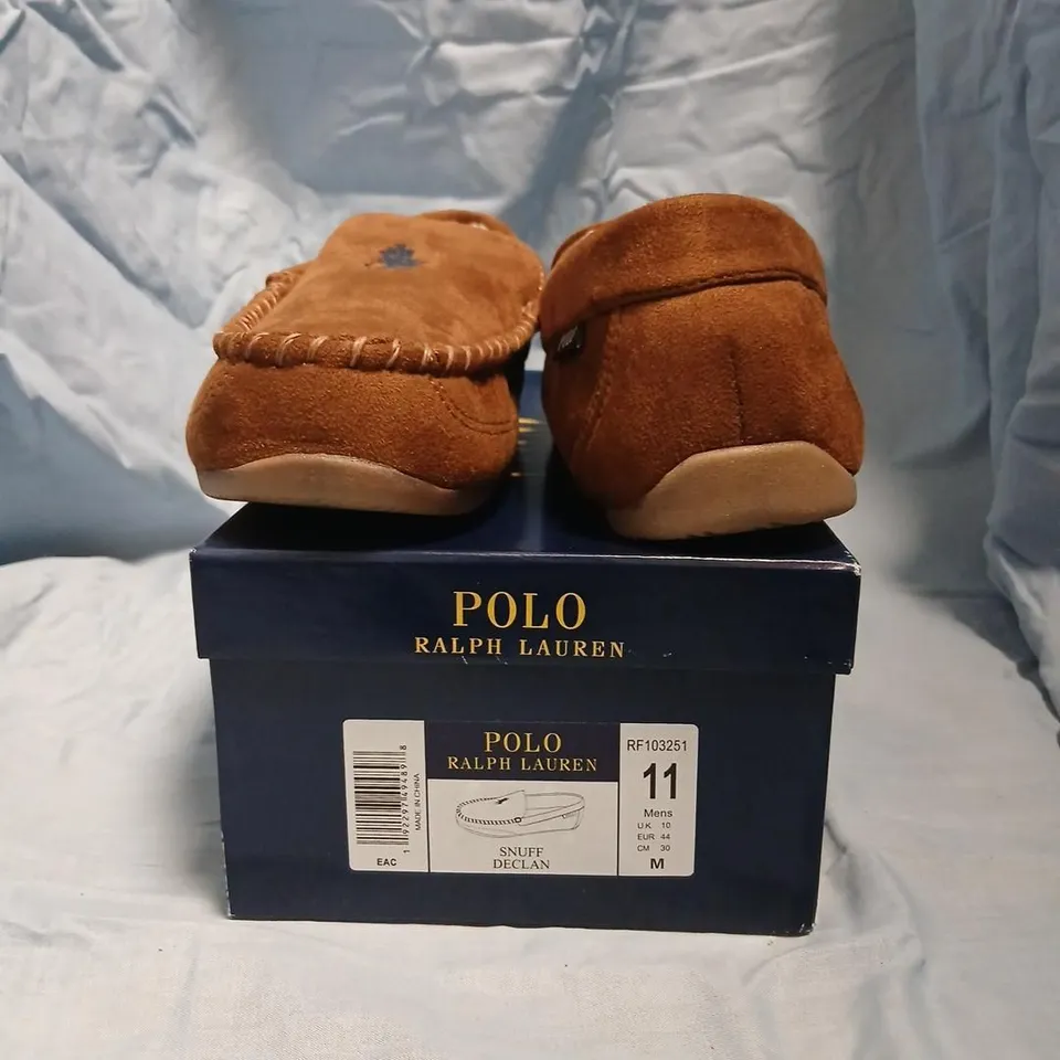 POLO RALPH LAUREN SNUFF DECLAN SUEDE SLIPPERS – MEN’S UK 10, BOXED