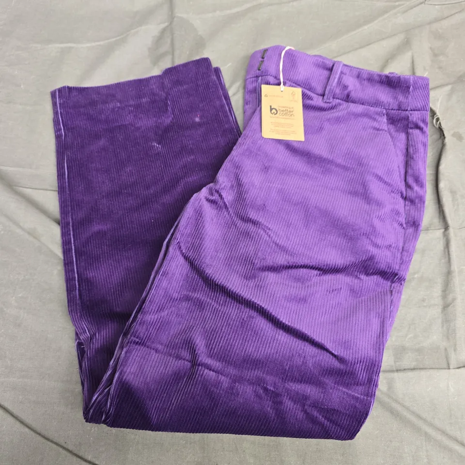 BODEN PURPLE CORDUROY TROUSERS, UK 10P (WOMEN)