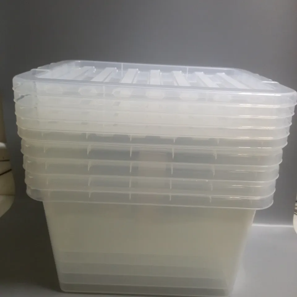 SET OF 5 CLEAR STORAGE BOXES 