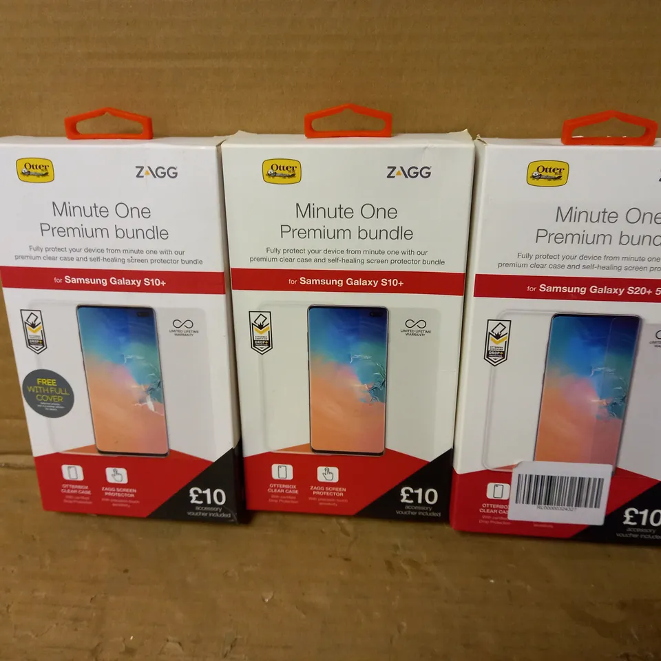 LOT OF 3 MINUTE ONE PREMIUM BUNDLES FOR SAMSUNG GALAXY INCLUDING 2 FOR S10+ AND 1 FOR S20+ 5G
