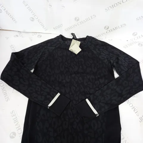 SWEATY BETTY LEOPARD JACQUARD BASE LAYER TOP SIZE M