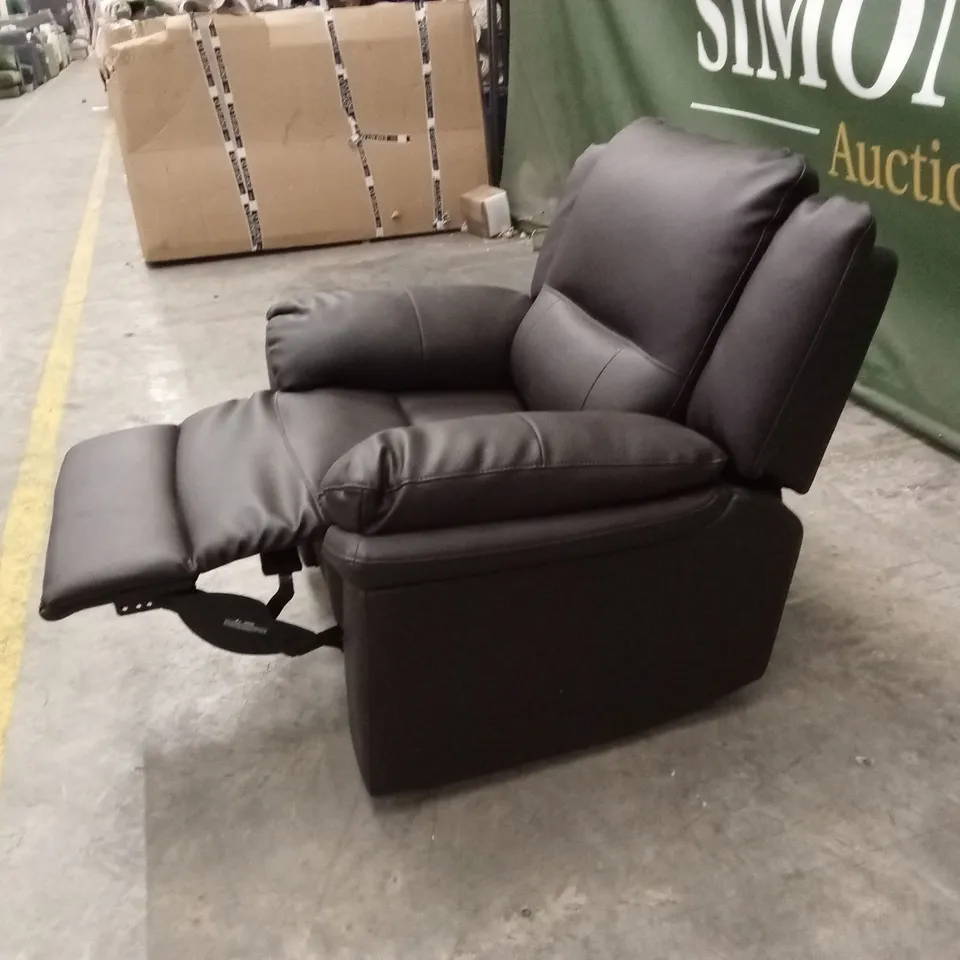 ALBION LUXURY FAUX LEATHER HIGH BACK MANUAL RECLINER ARMCHAIR - CHOCOLATE RRP £499