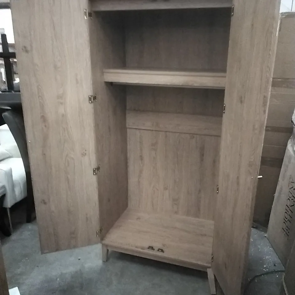 DAMAGE VIVIANA BORDEAUX RATTAN AND OAK EFFECT 2-DOOR WARDROBE