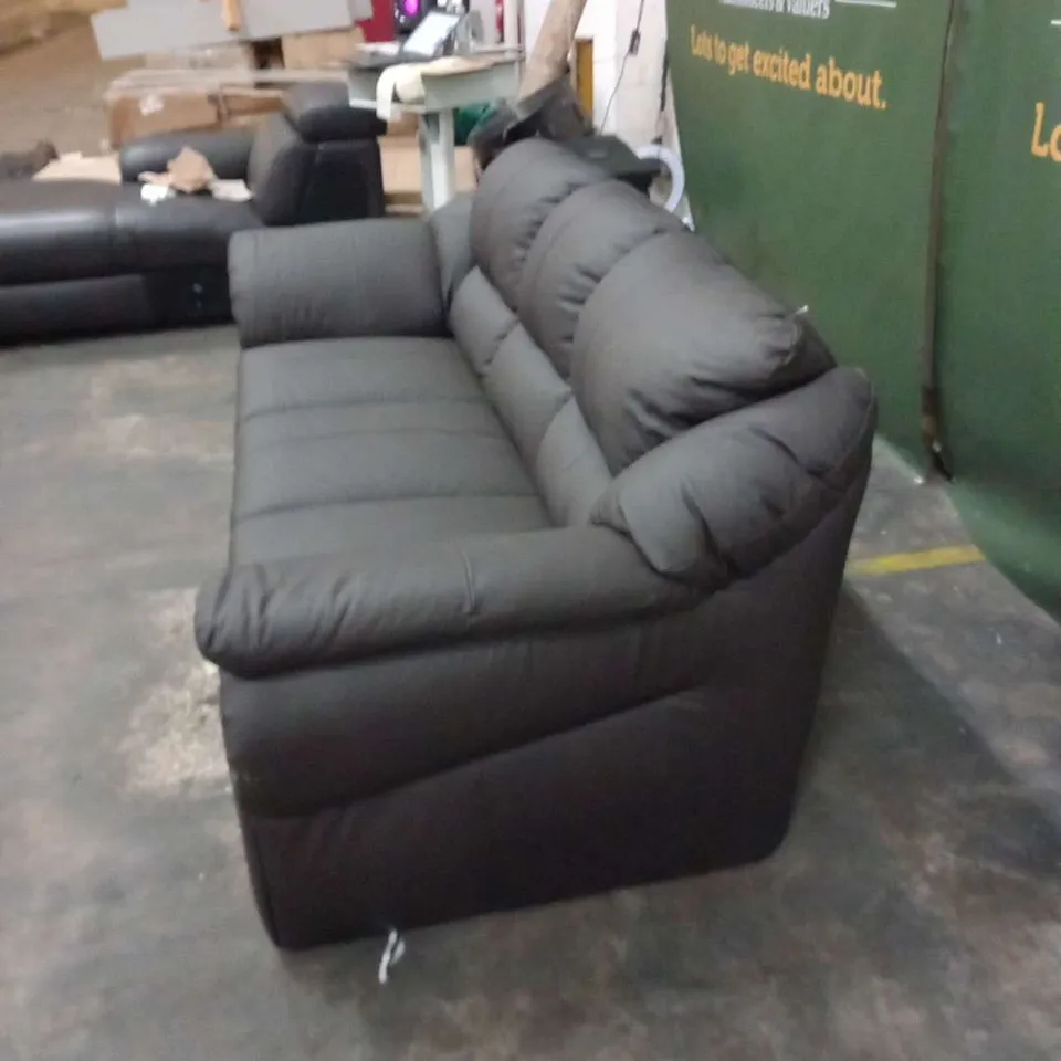 DESIGNER BROWN FAUX LEATHER THREE SEATER SOFA