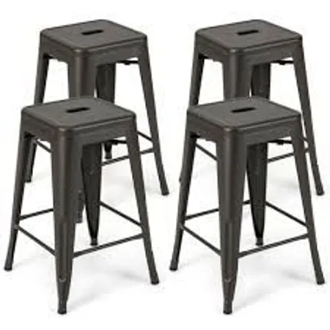 BOXED SET OF 4 METAL NESTING BAR STOOL WITH HANDING HOLE FOR HOME KITCHEN