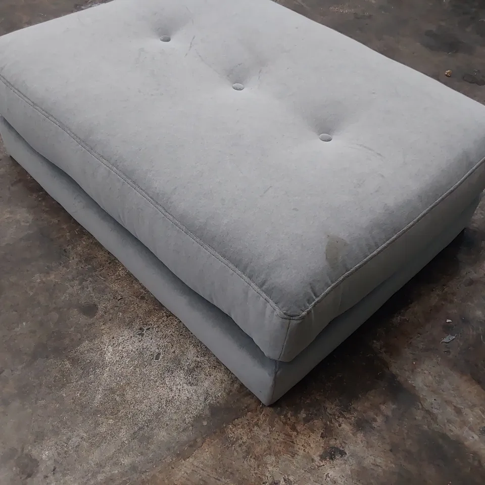 QUALITY BRITISH DESIGNER LOUNGE Co. FOOTSTOOL GREY PLUSH FABRIC 