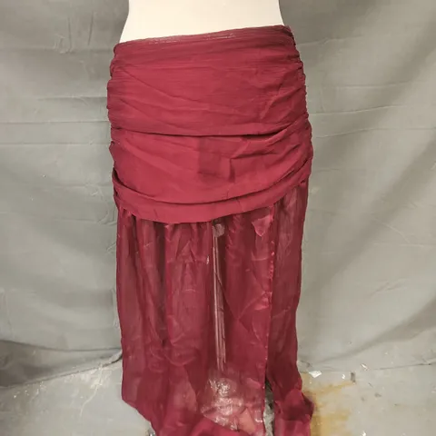 WHITE FOX ON STAGE MAXI SKIRT IN BURGUNDY SIZE M