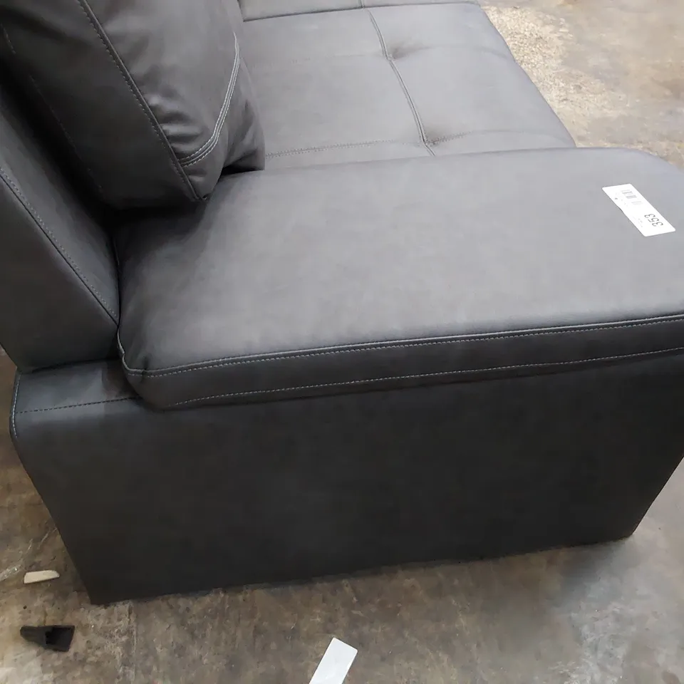 DESIGNER THREE SEATER SOFA GREY LEATHER