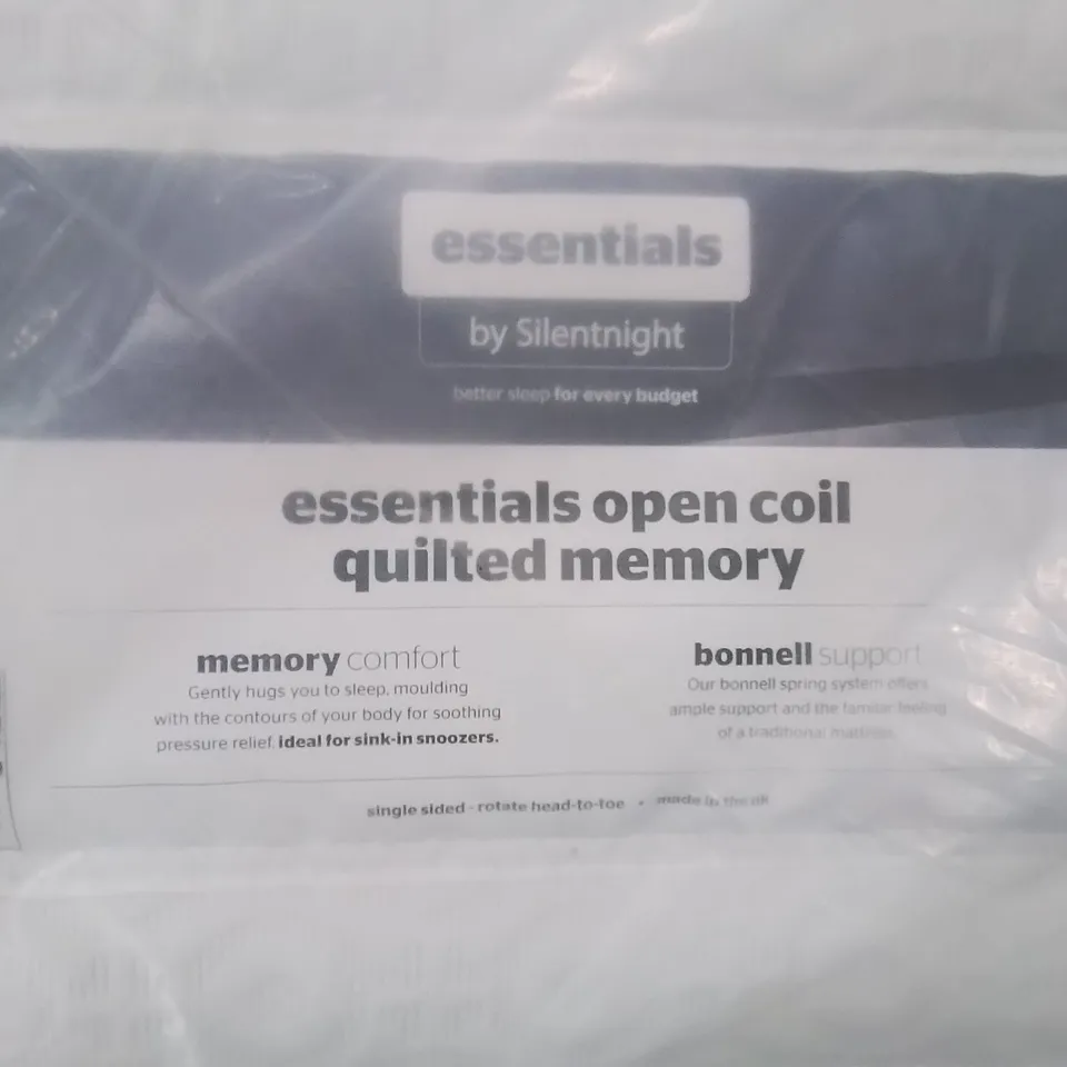 QUALITY BAGGED ESSENTIALS BY SILENTNIGHT OPEN COIL SINGLE MATTRESS 