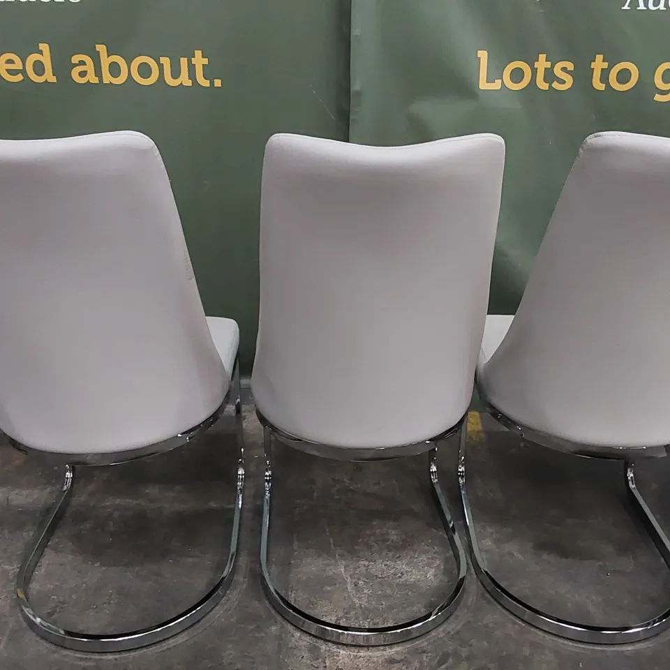 SET OF 5 GREY LEATHER DINING CHAIRS 