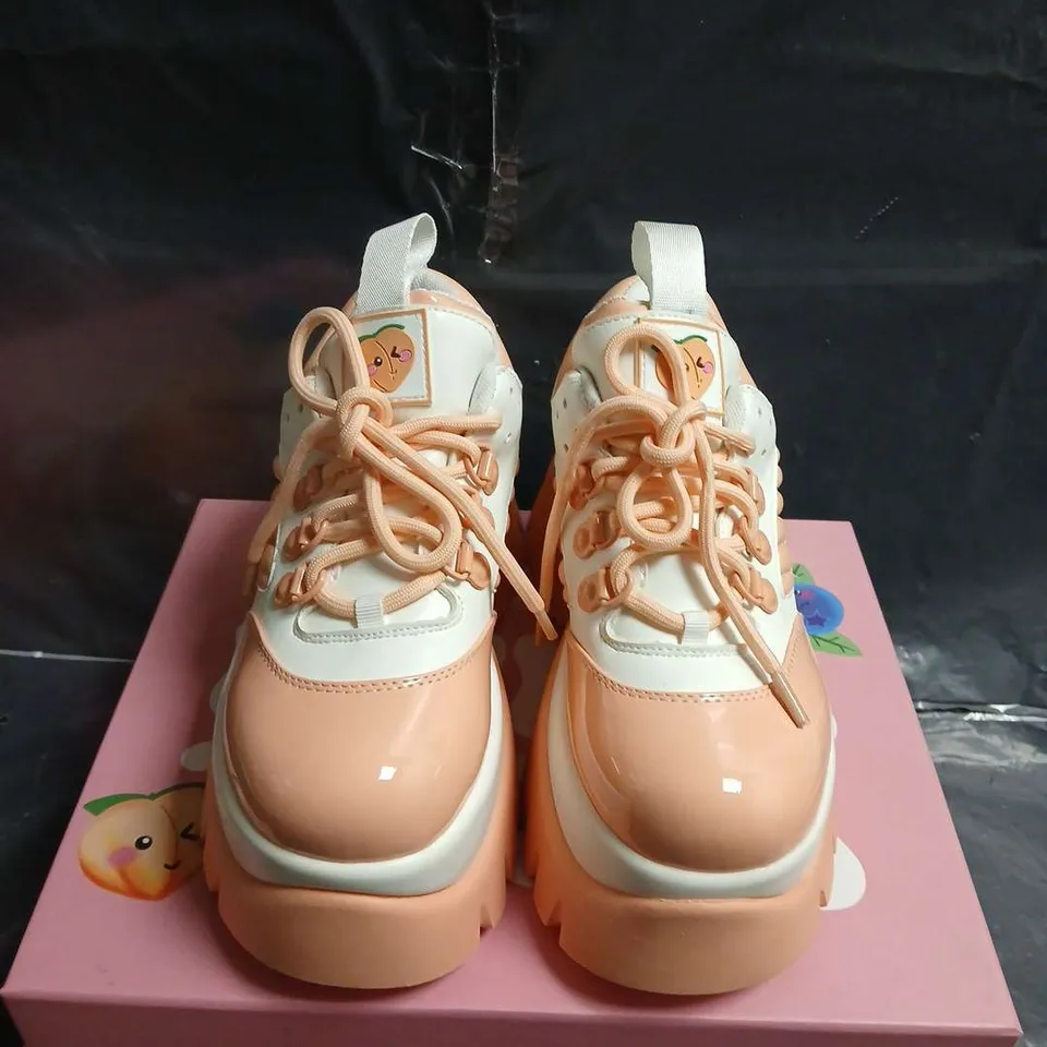BOXED PAIR OF KOI PEACH ICE TEA TRAINERS - UK SIZE 3 