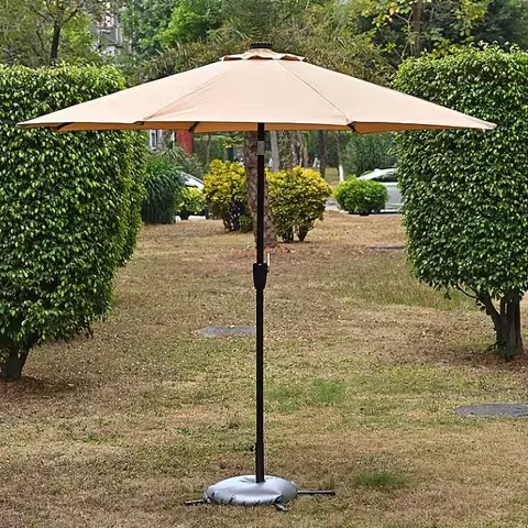 BLISS - BEYOND LED GARDEN PARASOL WITH TILT - CRANK (2.7M) WITH 24 WARM LIGHT BEADS - BEIGE - WHITE