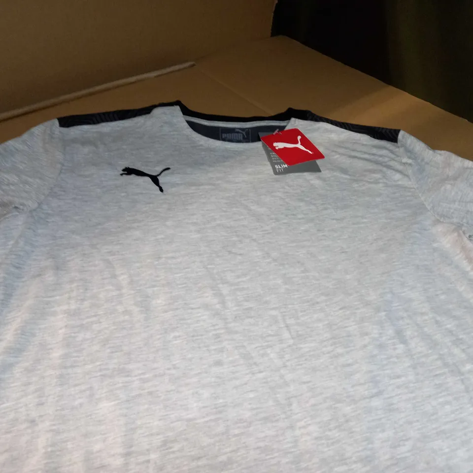 PUMA GREY TONES/LOGO FITNESS T-SHIRT - MEDIUM