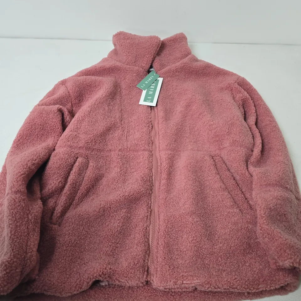 LA MAREY LADIES PLUSH JACKET IN PINK - MEDIUM