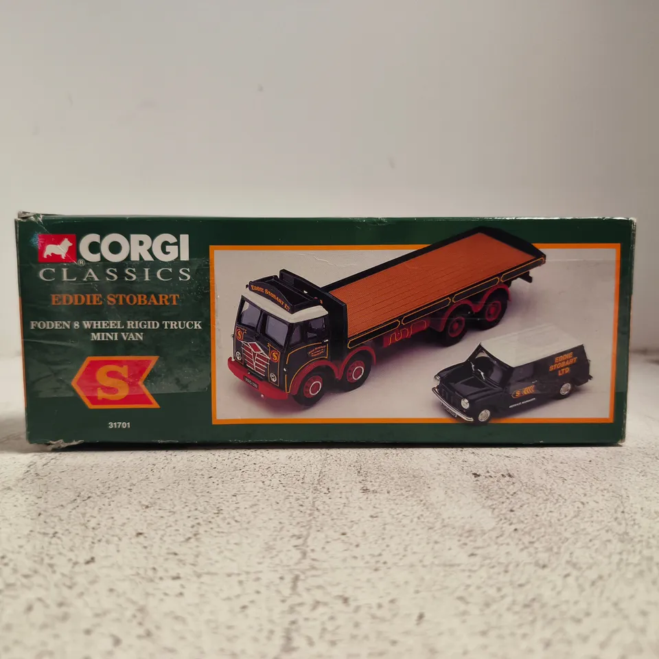 CORGI CLASSICS EDDIE STOBART FODEN 8-WHEEL RIGID TRUCK MINI VAN – BOXED