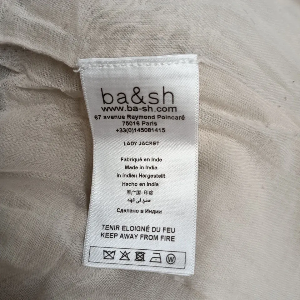 BA&SH LADY JACKET – WHITE QUILTED JACKET WITH BROWN PIPING