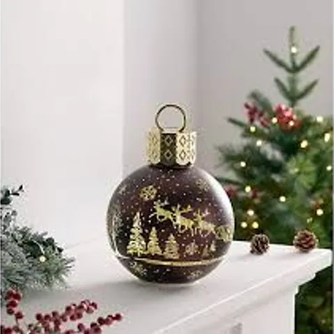HOME STORIES 20CM PRE-LIT ROTATING CHRISTMAS SCENE BAUBLE