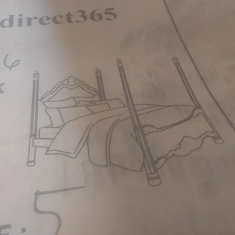 BRAND NEW BOXED HOMESDIRECT 365 FOUR POSTER BED KING SIZE(4 OF 5 BOXES, NO HEADBOARD)