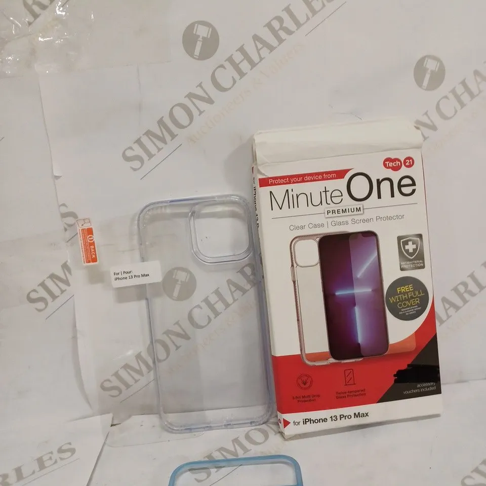 LOT OF 5 MINUTE ONE PREMIUM CLEAR CASE AND GLASS SCREEN PROTECTOR FOR IPHONE 13 PRO MAX 