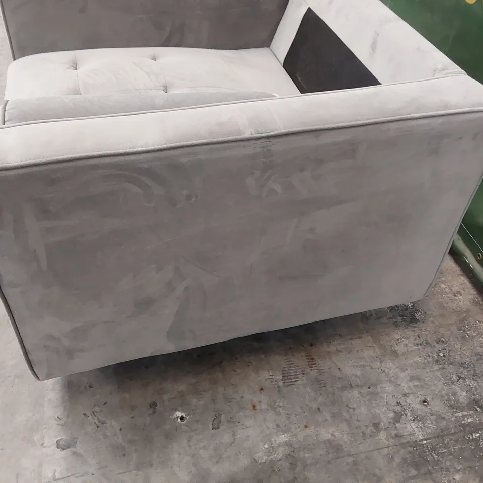 DESIGNER EASY CHAIR GREY PLUSH FABRIC 