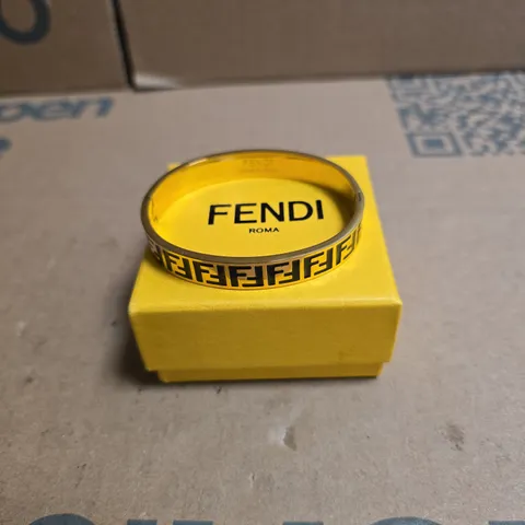 FENDI FF LOGO BANGLE BRACELET – YELLOW METAL, MADE IN ITALY