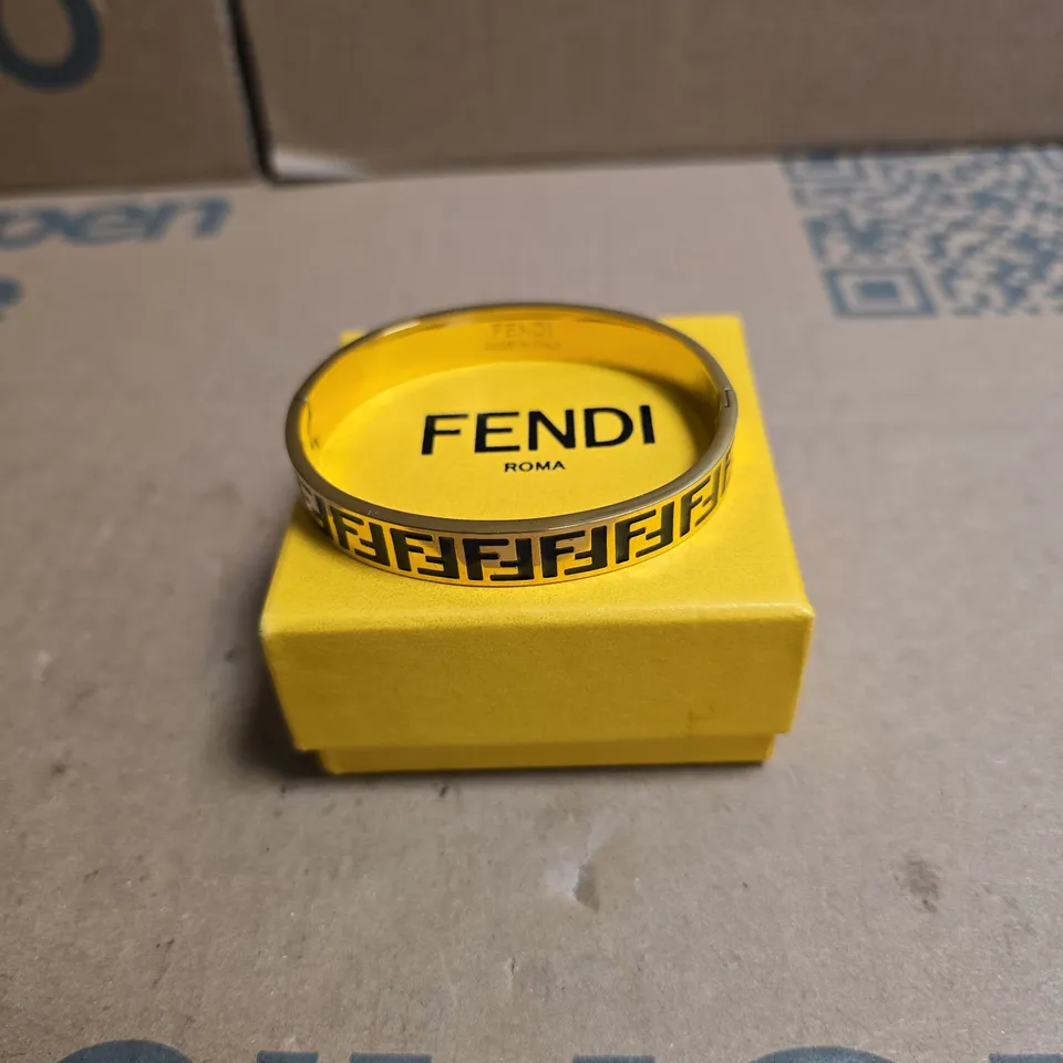 FENDI FF LOGO BANGLE BRACELET – YELLOW METAL, MADE IN ITALY