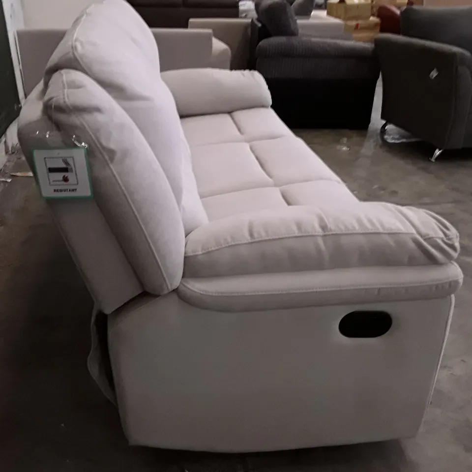 QUALITY DESIGNER ALBION FABRIC 3 SEATER MANUAL RECLINER SOFA - LIGHT GREY FABRIC  RRP £599