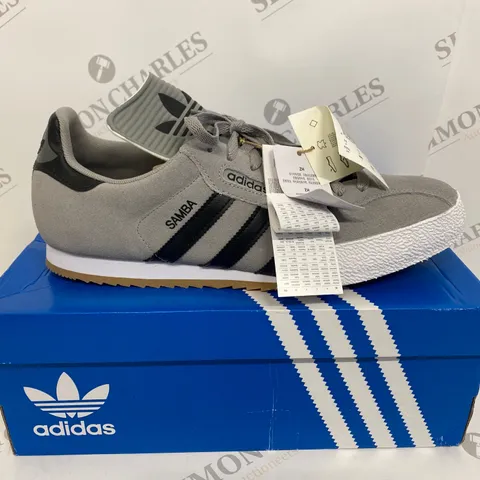 BOXED PAIR OF ADIDAS SAMBA GREY TRAINERS SIZE 11