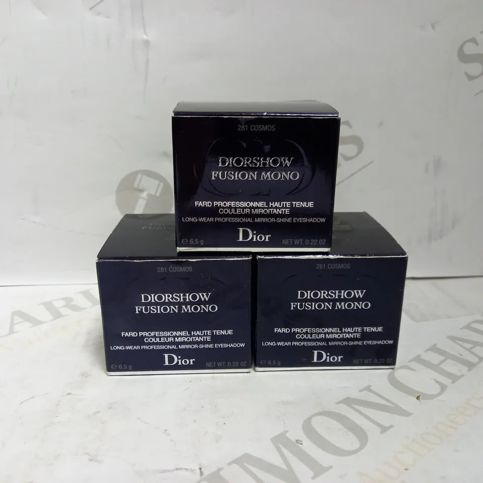 LOT OF 3 DIOR DIORSHOW FUSION MONO FARD PROFESSIONNEL - 281 COSMOS