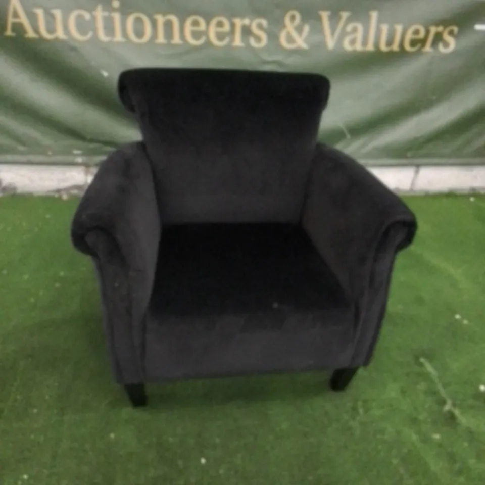 DESIGNER HARMONY BLACK VELVET ARM CHAIR