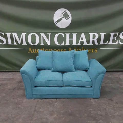 DURY 2 SEATER FABRIC SCATTER BACK SOFA - TEAL