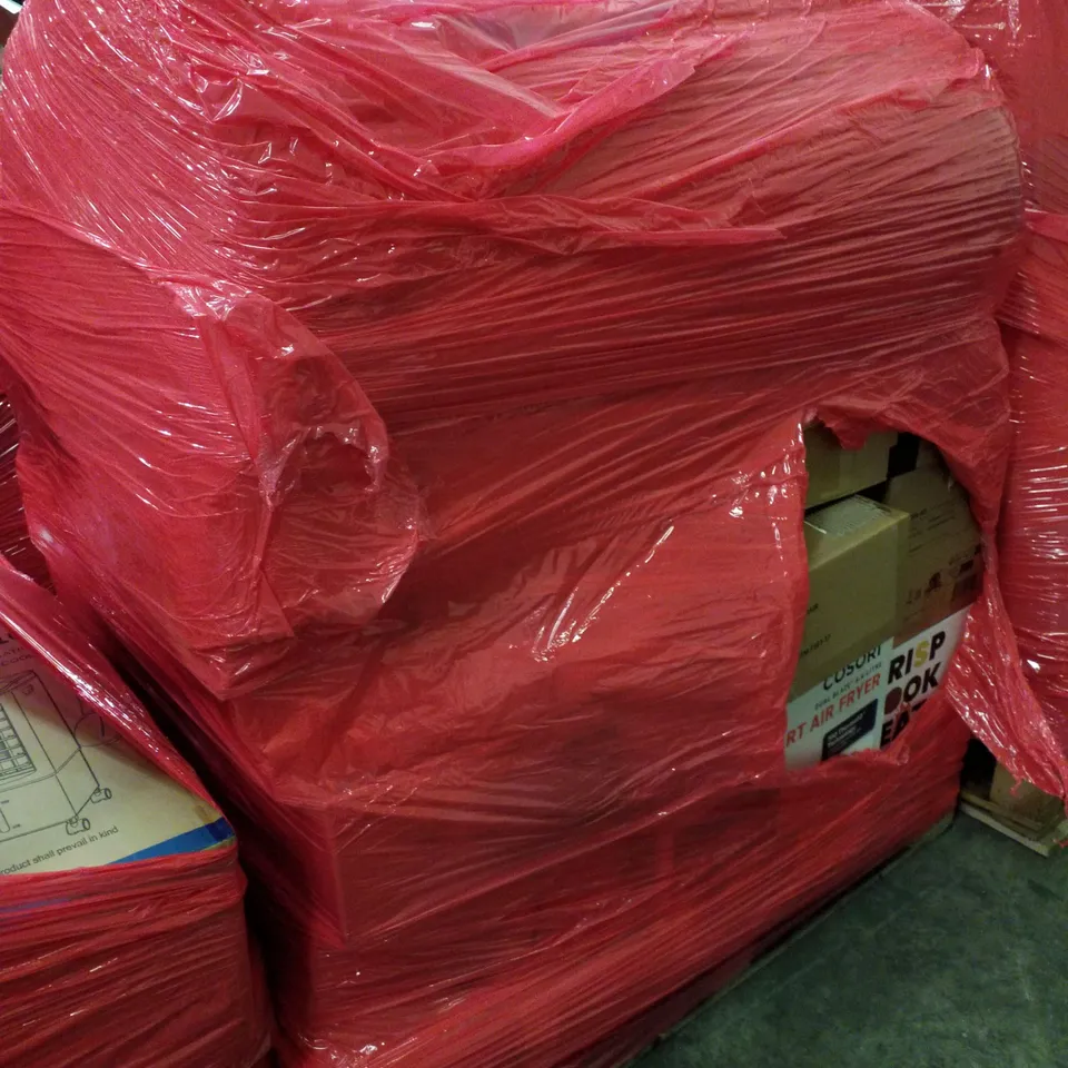 PALLET OF ASSORTED PRODUCTS INCLUDING AUTO SWING CHAIR, SMART AIR FRYER, CYLINDER VACUUM, MATTRESS 