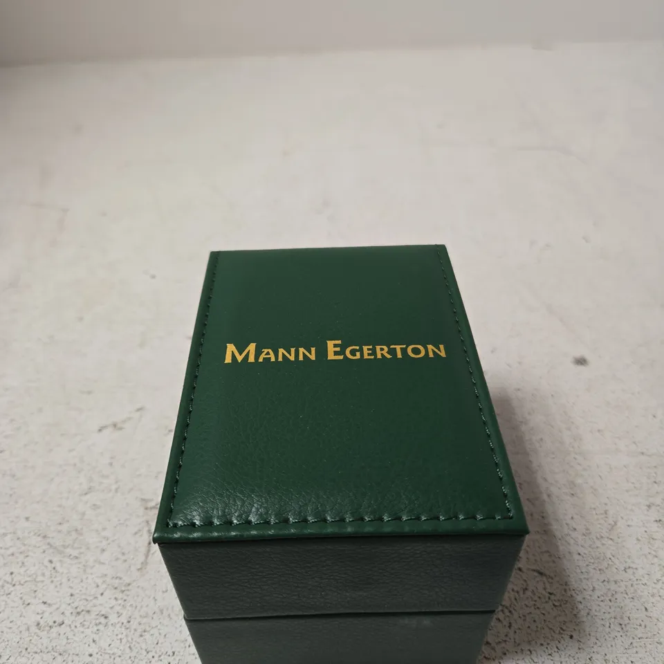 MANN EGERTON CHRONOGRAPH WRISTWATCH – STAINLESS STEEL MESH BRACELET IN GREEN BOX