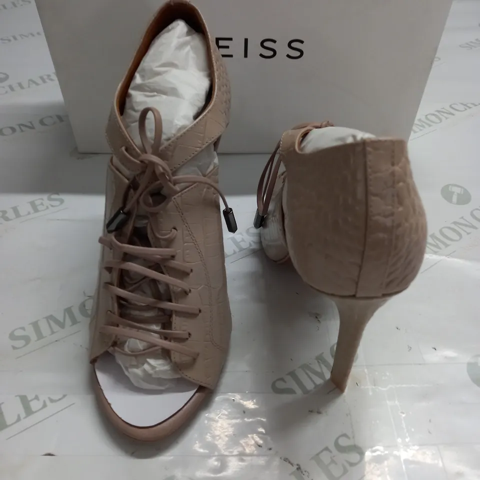 BOXED PAIR OF REISS MILA PEEPTO SHOES IN TRUFFLE CROC - 4