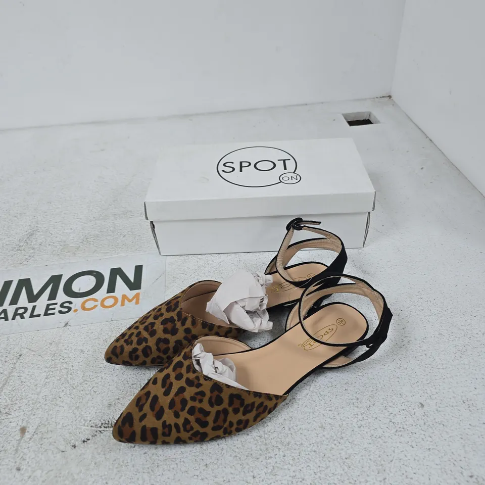 SPOT ON LEOPARD PRINT SLINGBACK FLATS – UK SIZE 8 (WOMEN’S)