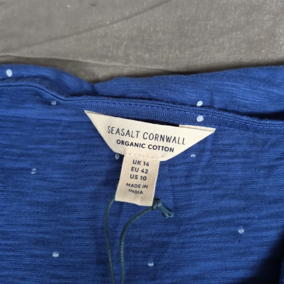 SEASALT CORNWALL BLUE POLKA DOT DRESS – UK 14