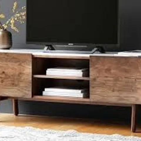 BOXED BARCELONA MEDIA CABINET WITH MARBLE TOP (2 BOXES)