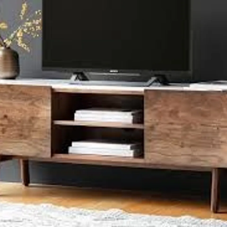 BOXED BARCELONA MEDIA CABINET WITH MARBLE TOP (2 BOXES)