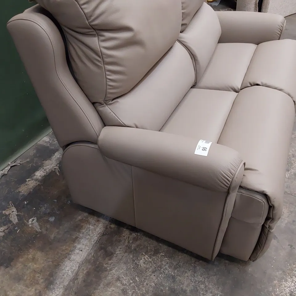 QUALITY BRITISH DESIGNER G PLAN NEWMARKET TWO SEATER SOFA CAMBRIDGE TAUPE LEATHER