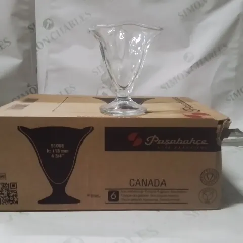 BOXED PASABAHCE ICE CREAM GLASSES APPROXIMATELY 6