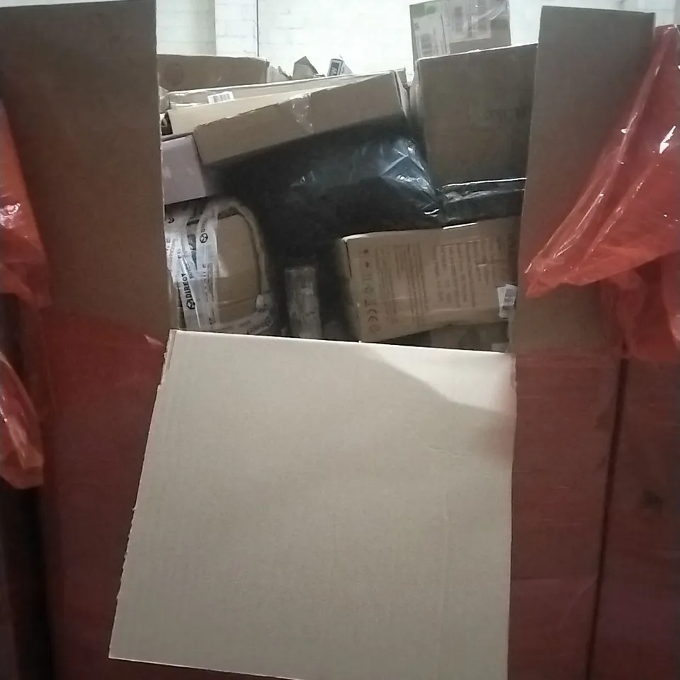 PALLET OF HOUSEHOLD ITEMS TO INCLUDE CROSSCUT SHREDDER, KNITTING MACHINE, POWER STRIP,BLINDS,TOILET SEAT AND OTHER ASSORTED ITEMS...