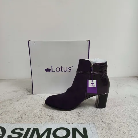 LOTUS PURPLE SUEDE ANKLE BOOTS – WOMEN'S BUCKLE STRAP, BLOCK HEE - UK SIZE 8