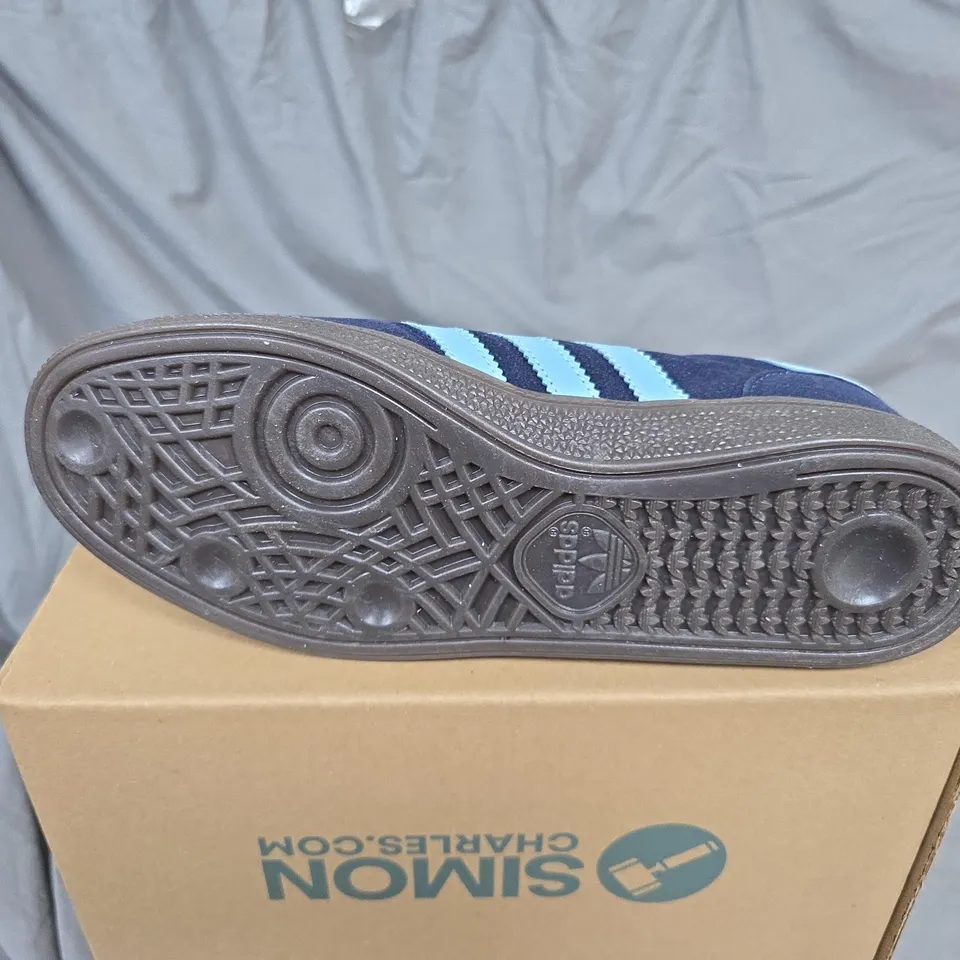ADIDAS SPEZIAL SNEAKERS – NAVY SUEDE WITH LIGHT BLUE STRIPES UK 9 - UNBOXED 