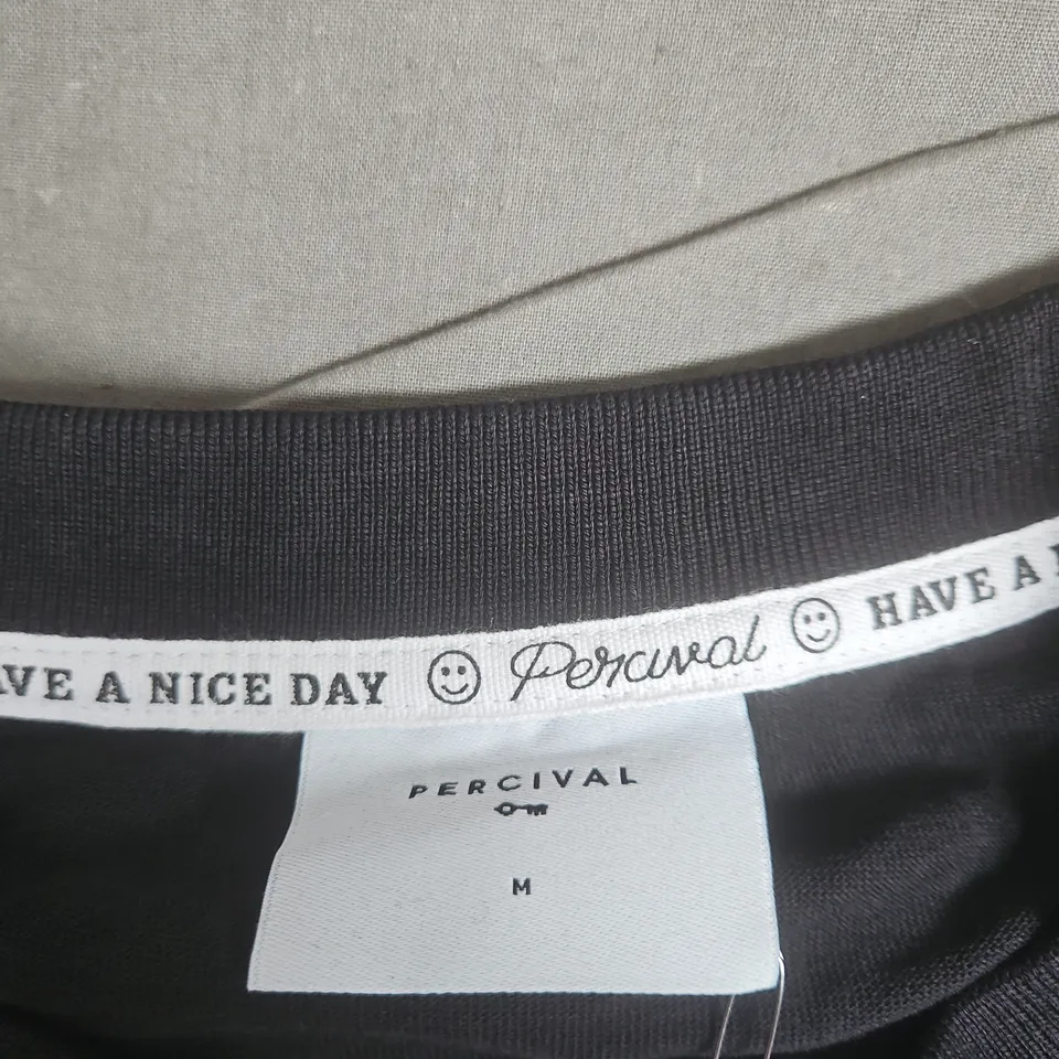 PERCIVAL BLACK T-SHIRT – HAVE A NICE DAY TAPE, UK M