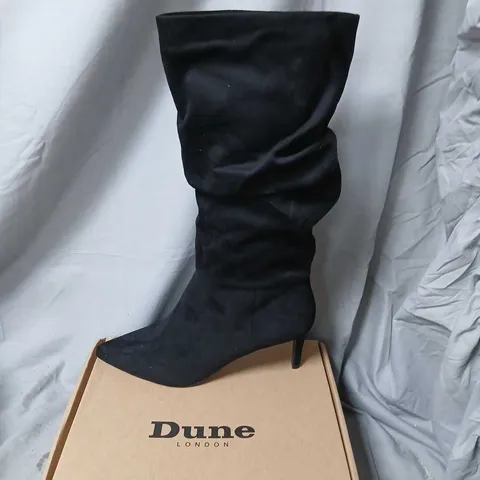 DUNE LONDON BLACK MICROFIBRE KNEE-HIGH BOOT – UK 7 (EU 40)