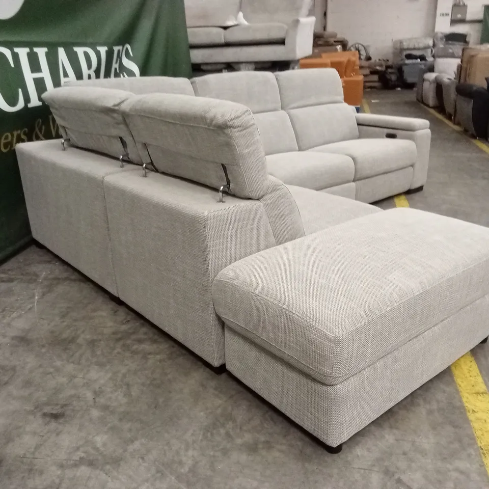 DETROIT FABRIC LEFT HAND POWER RECLINER CORNER GROUP SOFA WITH CHARGING PORTS AND STORAGE RRP £1999