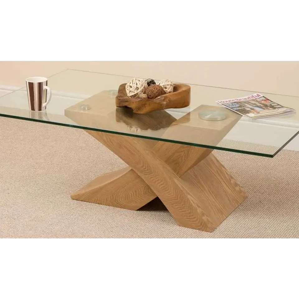 BOXED DYKSTRA CROSS LEGS COFFEE TABLE
