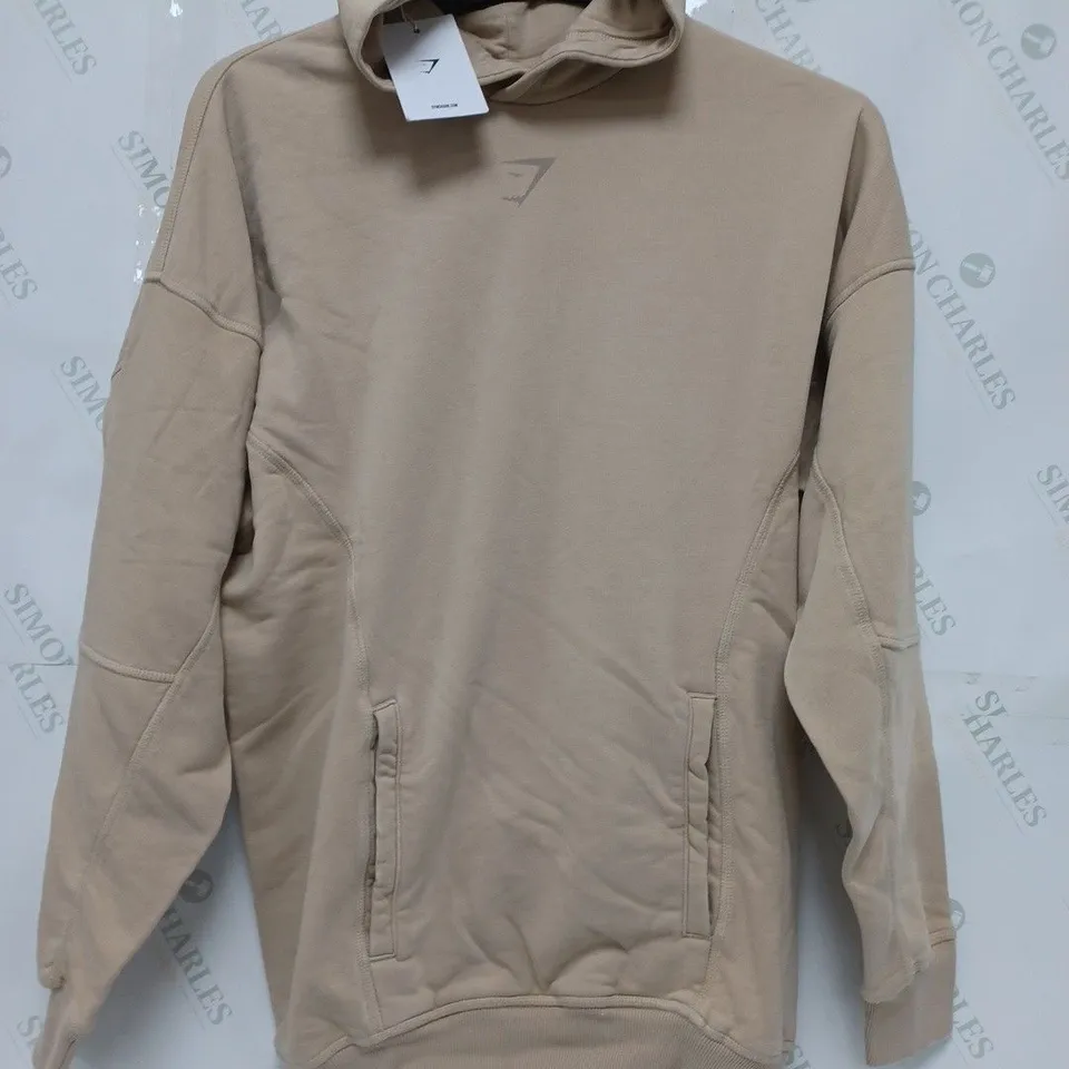 GYMSHARK HERITAGE WASHED HOODIE IN DESERT BEIGE ACID - SMALL